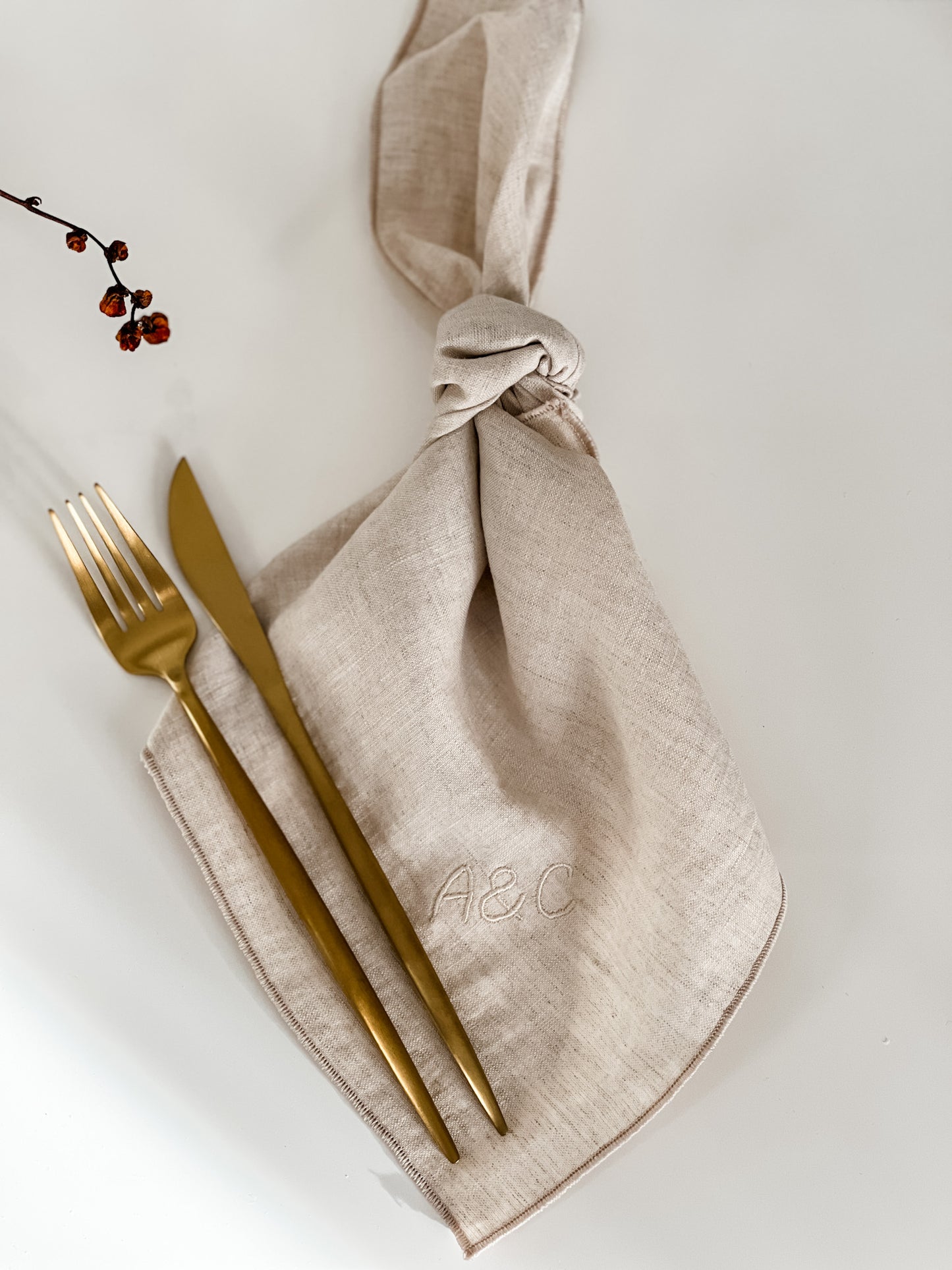 PERSONALISED 100% LINEN TABLE NAPKINS - NATURAL